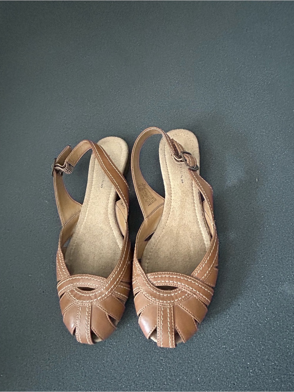 Predictions Brown Leather Slingback Sandals